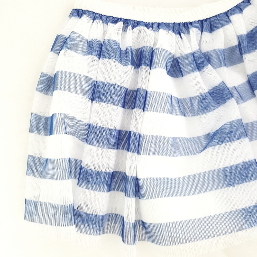 3/$30 //  Blue & White Stripe Tulle Skirt - Picture 4 of 7